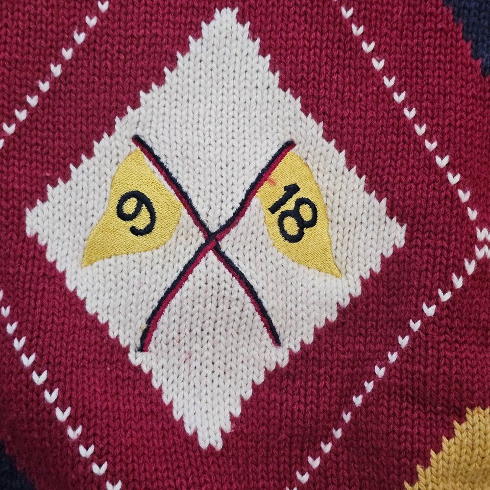 90s Vintage Payne Stewart Red Argyle Embroidered Golf Sweater Size 2XLT - Picture 7 of 9